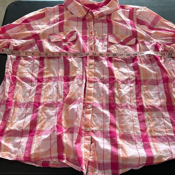 Croft & Barrow Pink With Orange Plaid‎ Shirt. Size 3X (118) - Picture 11 of 14